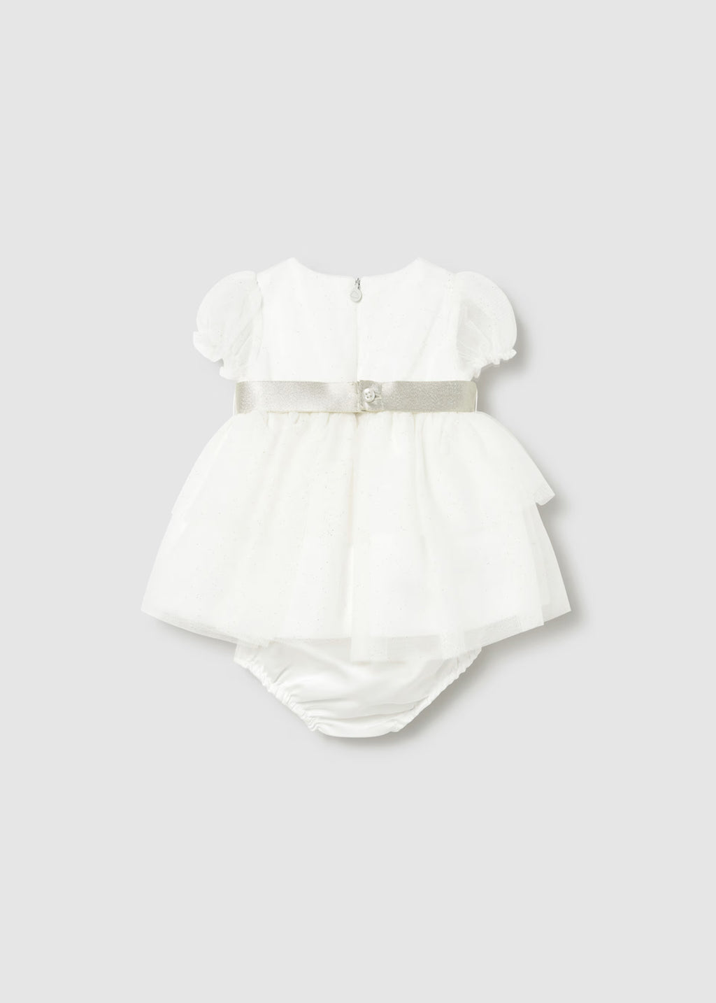 Vestido tul con cubre pañal ceremonia